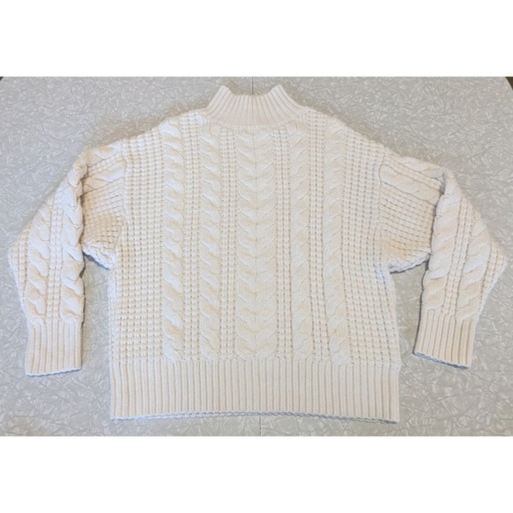Ava & Viv Chunky Fisherman Cable Knit‎ Cream Ivory Sweater Cozy Mock Neck XL 1X